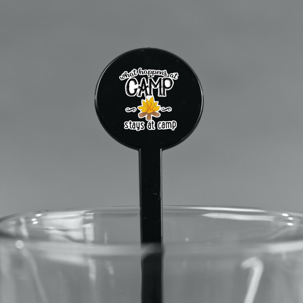 Camping Sayings & Quotes (Color) Black Plastic 7" Stir Stick - Round - Main