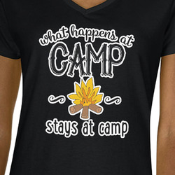 Camping Sayings & Quotes (Color) Women's V-Neck T-Shirt - Black - Large