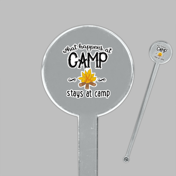 Camping Sayings & Quotes (Color) Clear Plastic 7" Stir Stick - Round - Closeup