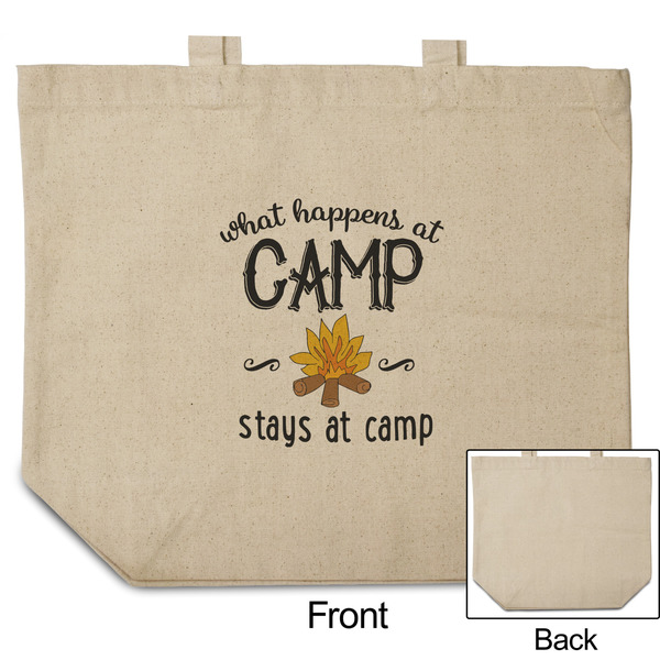 Camping Sayings & Quotes (Color) Reusable Cotton Grocery Bag - Front & Back View