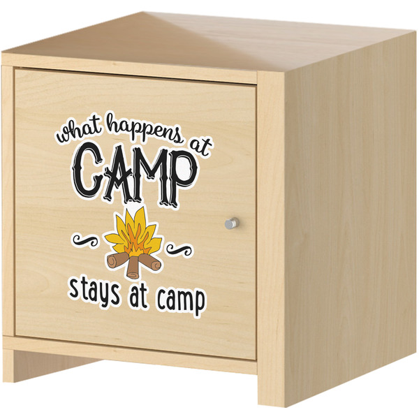 Camping Sayings & Quotes (Color) Wall Graphic on Wooden Cabinet