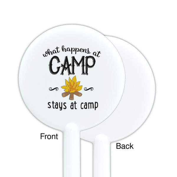Camping Sayings & Quotes (Color) White Plastic 5.5" Stir Stick - Single Sided - Round - Front & Back