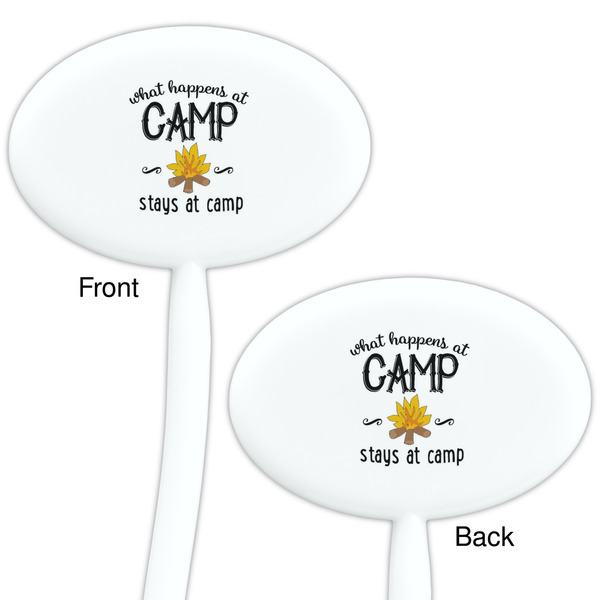 Camping Sayings & Quotes (Color) White Plastic 7" Stir Stick - Double Sided - Oval - Front & Back