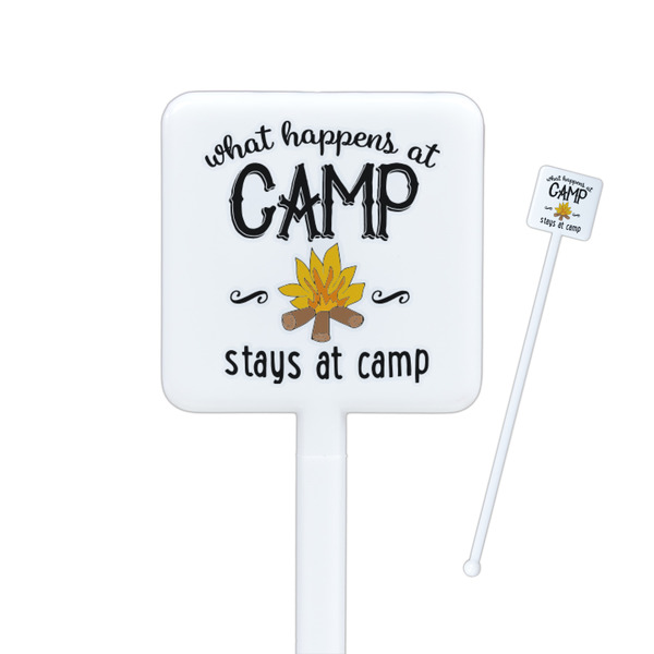 Custom Camping Sayings & Quotes (Color) Square Plastic Stir Sticks