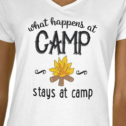 Camping Sayings & Quotes (Color) V-Neck T-Shirt - White - XL