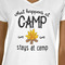 Camping Sayings & Quotes (Color) White V-Neck T-Shirt on Model - CloseUp