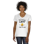 Camping Sayings & Quotes (Color) V-Neck T-Shirt - White