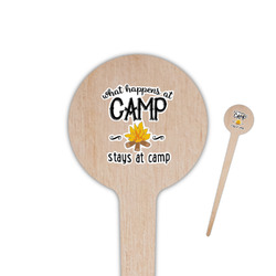 Camping Sayings & Quotes (Color) 4" Round Wooden Food Picks - Single Sided