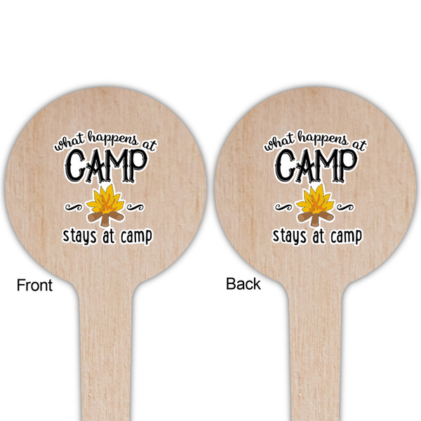 Camping Sayings & Quotes (Color) Wooden 4" Food Pick - Round - Double Sided - Front & Back