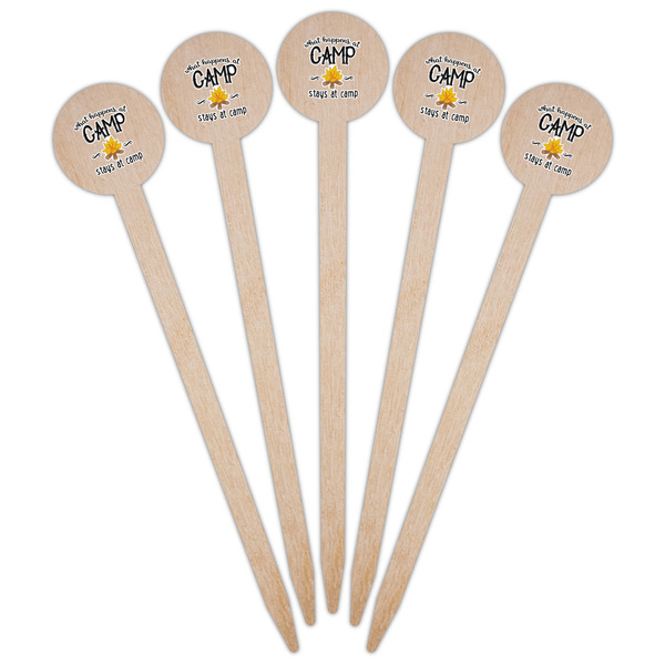 Camping Sayings & Quotes (Color) Wooden 6" Food Pick - Round - Fan View