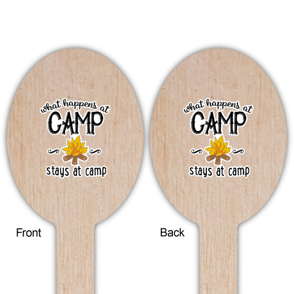 Camping Sayings & Quotes (Color) Wooden Food Pick - Oval - Double Sided - Front & Back