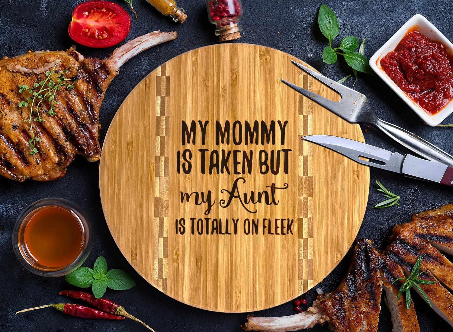 Custom Aunt Quotes and Sayings Bamboo Cutting Board