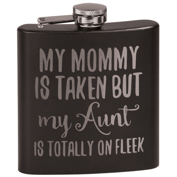 Custom Aunt Quotes and Sayings Black Flask Set