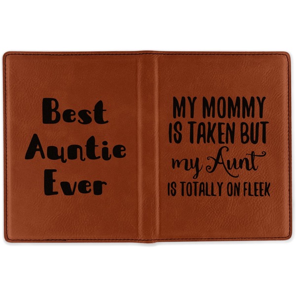 Aunt Quotes and Sayings Cognac Leather Passport Holder Outside Double Sided - Apvl