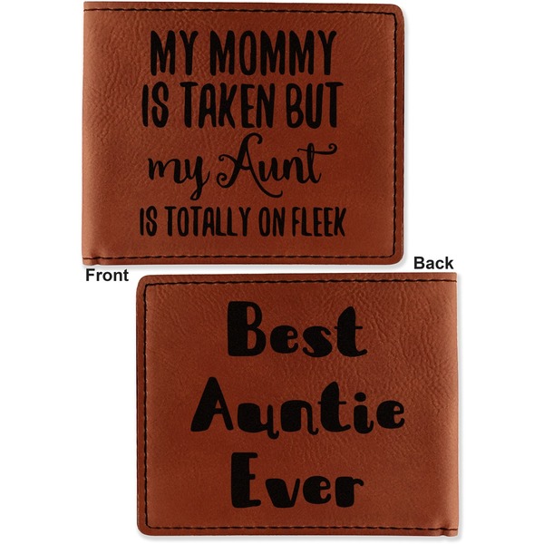 Aunt Quotes and Sayings Cognac Leatherette Bifold Wallets - Front and Back