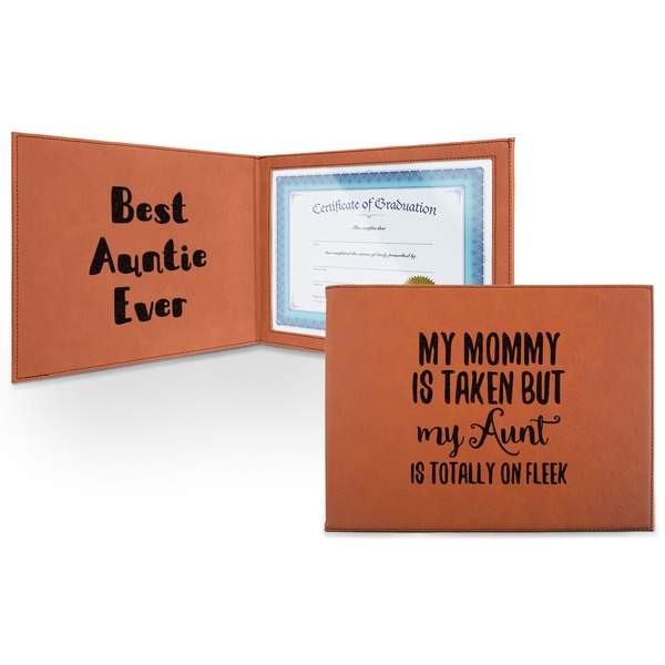 Custom Aunt Quotes and Sayings Leatherette Certificate Holder - Front and Inside (Personalized)