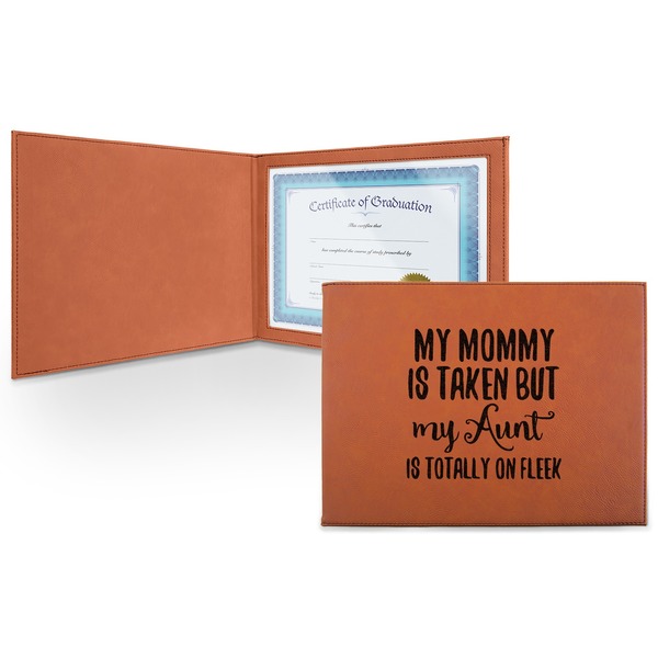 Custom Aunt Quotes and Sayings Leatherette Certificate Holder - Front