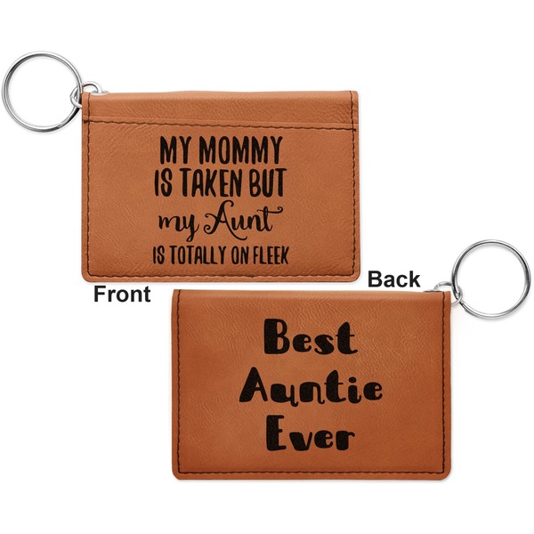 Aunt Quotes and Sayings Cognac Leatherette Keychain ID Holders - Front and Back Apvl