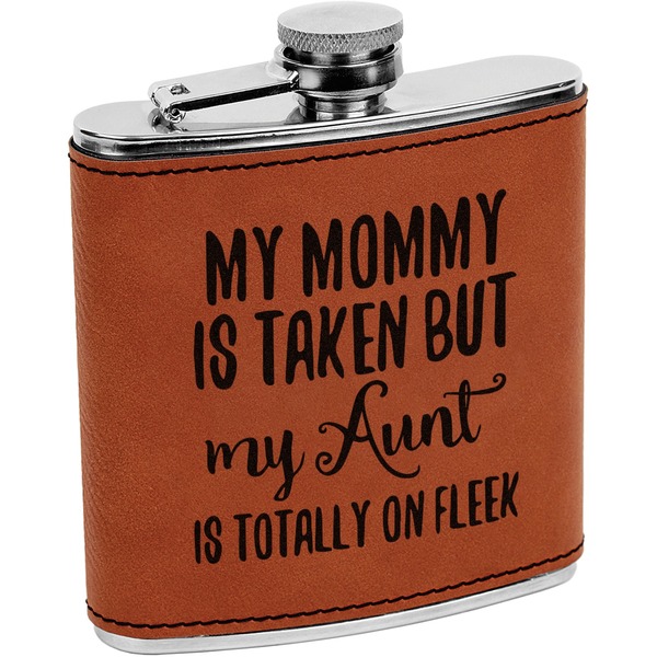 Custom Aunt Quotes and Sayings Leatherette Wrapped Stainless Steel Flask