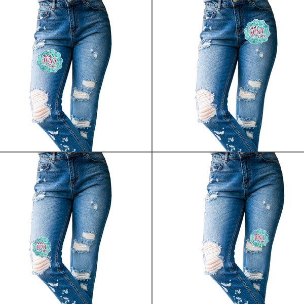 Aunt Quotes and Sayings Custom Shape Iron On Patches - L set of 4 APPROVAL