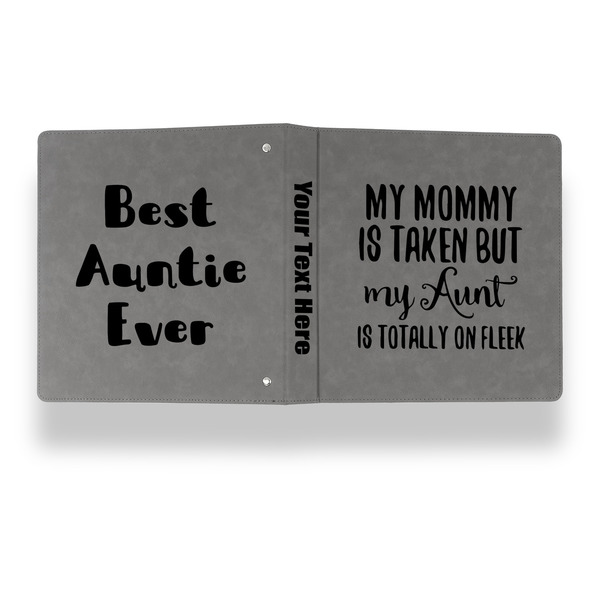 Aunt Quotes and Sayings Leather Binder - 1" - Grey - Back Spine Front View