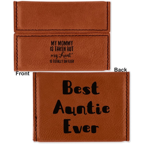 Aunt Quotes and Sayings Leather Business Card Holder - Front Back