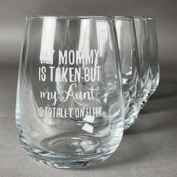 Custom Aunt Quotes and Sayings Stemless Wine Glasses (Set of 4)