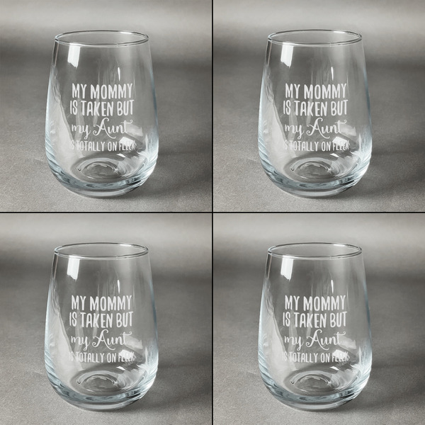 Aunt Quotes and Sayings Set of Four Personalized Stemless Wineglasses (Approval)