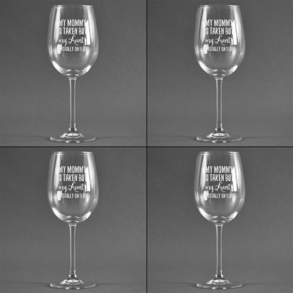 Aunt Quotes and Sayings Set of Four Personalized Wineglasses (Approval)