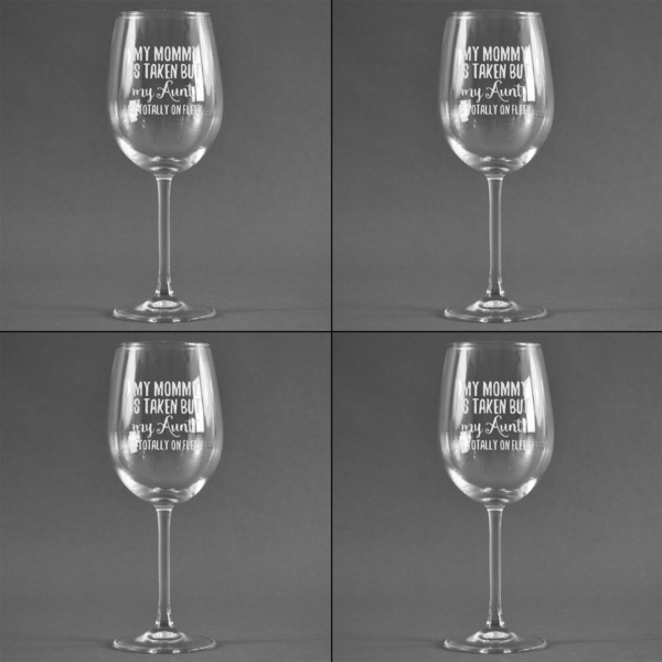 Aunt Quotes and Sayings Set of Four Personalized Wineglasses (Approval)