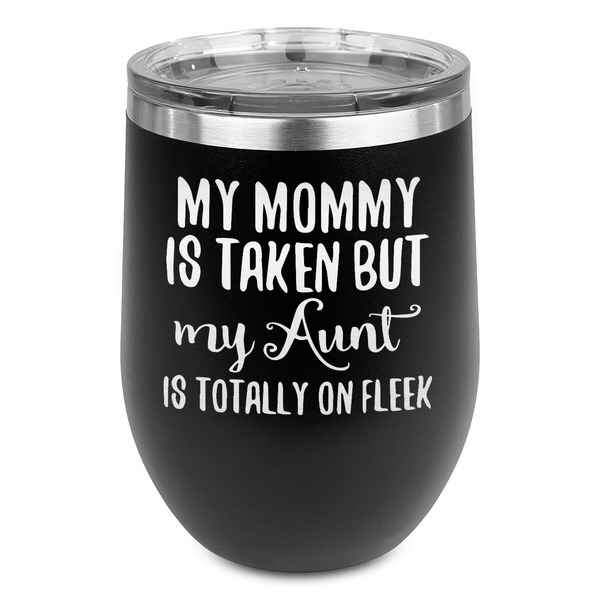 Custom Aunt Quotes and Sayings Stemless Stainless Steel Wine Tumbler - Black - Double Sided