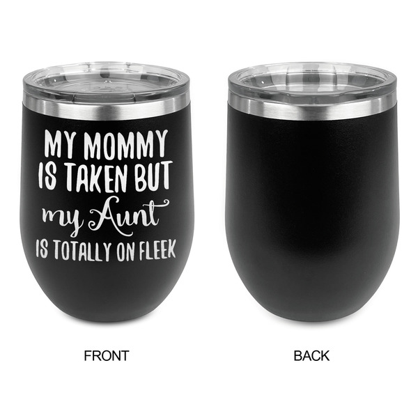 Aunt Quotes and Sayings Stainless Wine Tumblers - Black - Single Sided - Approval