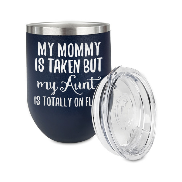 Aunt Quotes and Sayings Stainless Wine Tumblers - Navy - Double Sided - Alt View