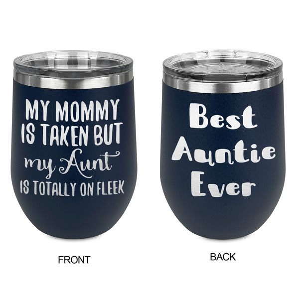 Aunt Quotes and Sayings Stainless Wine Tumblers - Navy - Double Sided - Approval