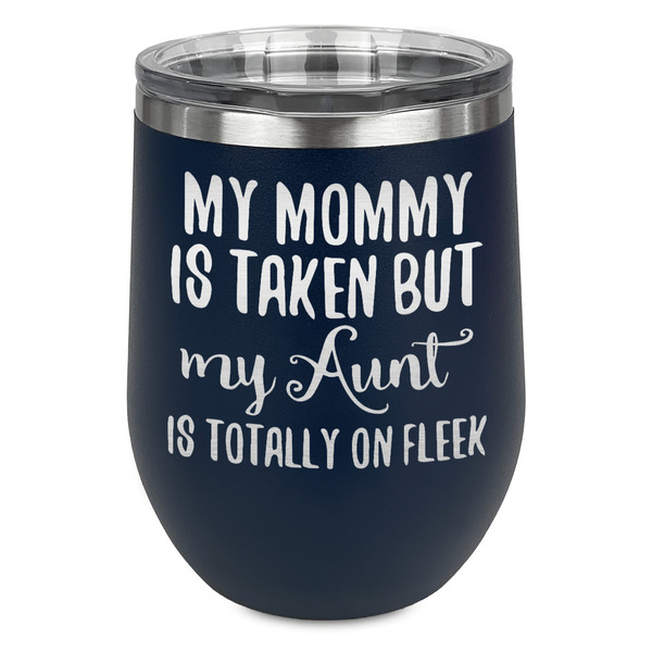 Custom Aunt Quotes and Sayings Stemless Stainless Steel Wine Tumbler - Navy - Single Sided