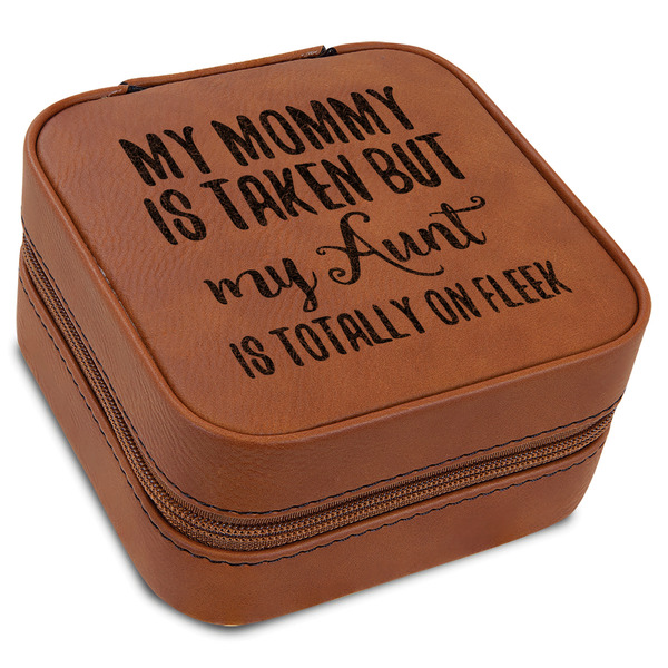 Custom Aunt Quotes and Sayings Travel Jewelry Box - Rawhide Leather