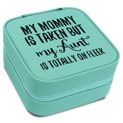 Aunt Quotes and Sayings Travel Jewelry Box - Teal Leather