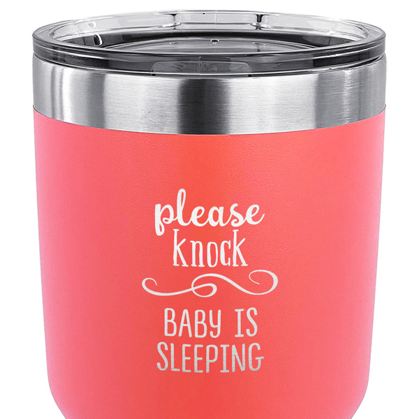Baby Quotes 30 oz Stainless Steel Ringneck Tumbler - Coral - CLOSE UP