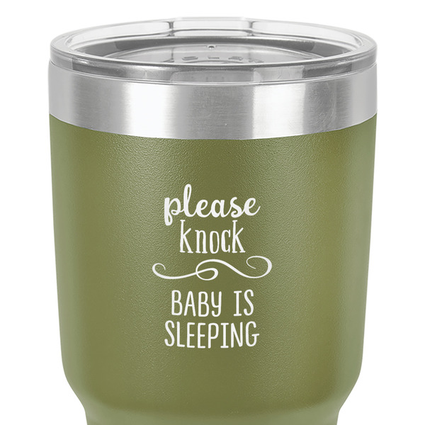 Baby Quotes 30 oz Stainless Steel Ringneck Tumbler - Olive - Close Up