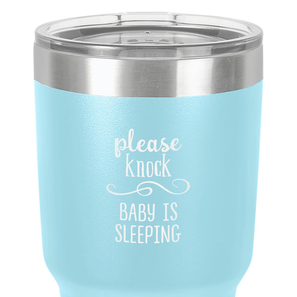 Baby Quotes 30 oz Stainless Steel Ringneck Tumbler - Teal - Close Up