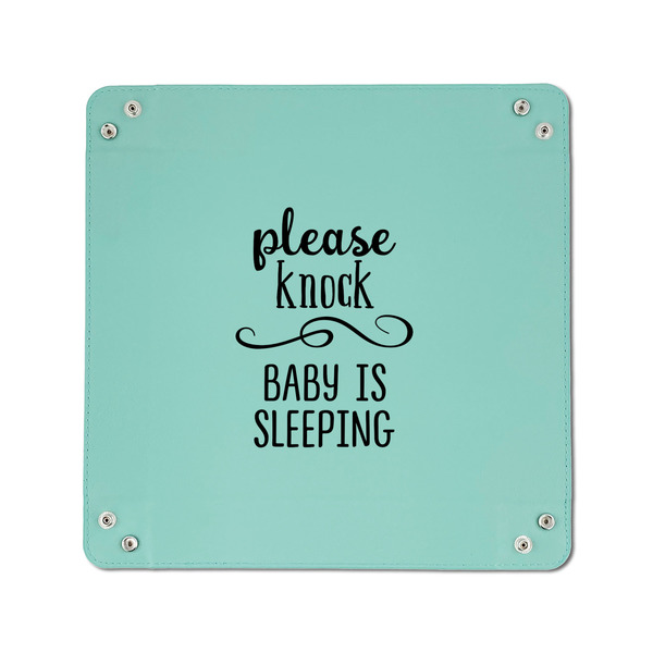Baby Quotes 6" x 6" Teal Leatherette Snap Up Tray - APPROVAL