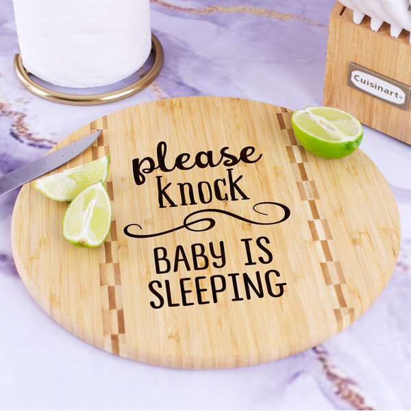 Baby Quotes Bamboo Cutting Board - In Context