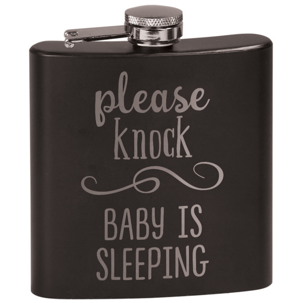 Custom Baby Quotes Black Flask Set