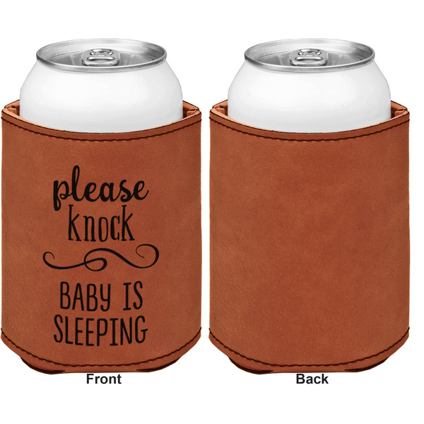 Baby Quotes Cognac Leatherette Can Sleeve - Single Sided Front and Back