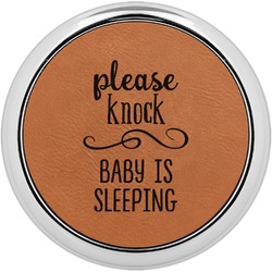 Baby Quotes Leatherette Round Coaster w/ Silver Edge - Single or Set (Personalized)