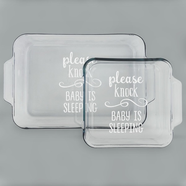 Custom Baby Quotes Set of Glass Baking & Cake Dish - 13in x 9in & 8in x 8in