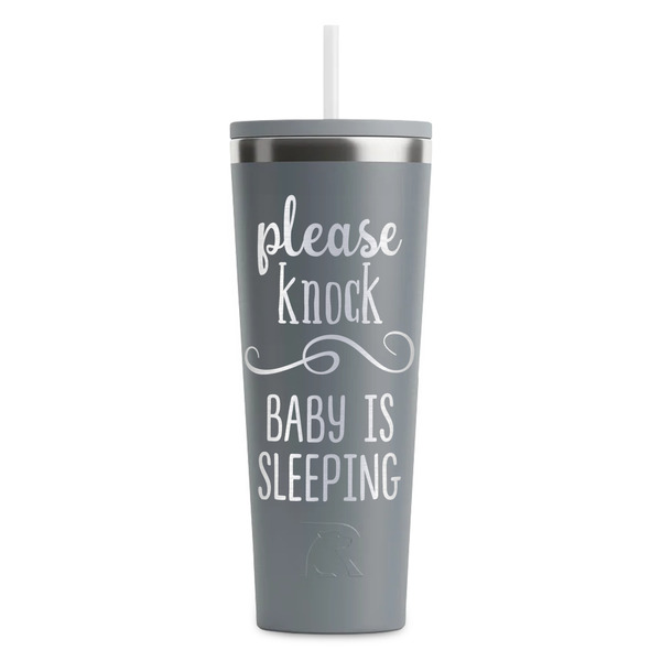 Custom Baby Quotes RTIC Everyday Tumbler with Straw - 28oz - Grey - Single-Sided