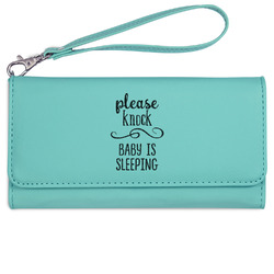 Baby Quotes Ladies Leatherette Wallet - Laser Engraved- Teal