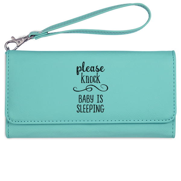 Custom Baby Quotes Ladies Leatherette Wallet - Laser Engraved- Teal
