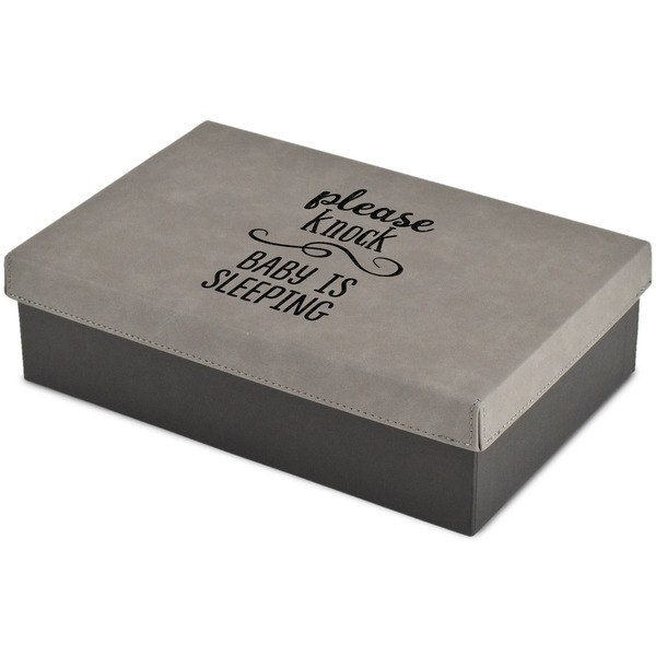 Custom Baby Quotes Large Gift Box w/ Engraved Leather Lid
